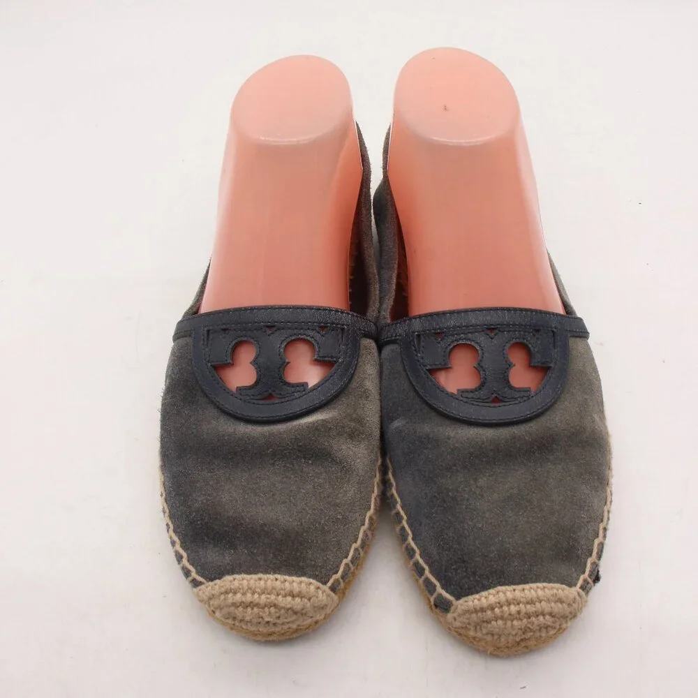 Tory Burch Blue Suede Espadrille Womens Size 7.5 Loafers Slip on Shoes